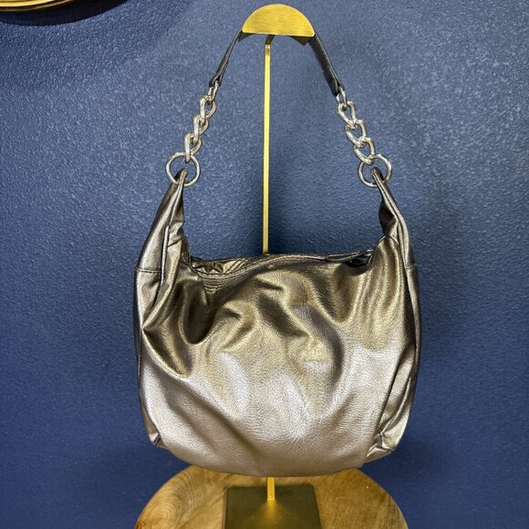 Style & Co Metallic Silver Quilted Shoulder Bag - Picture 2 of 6